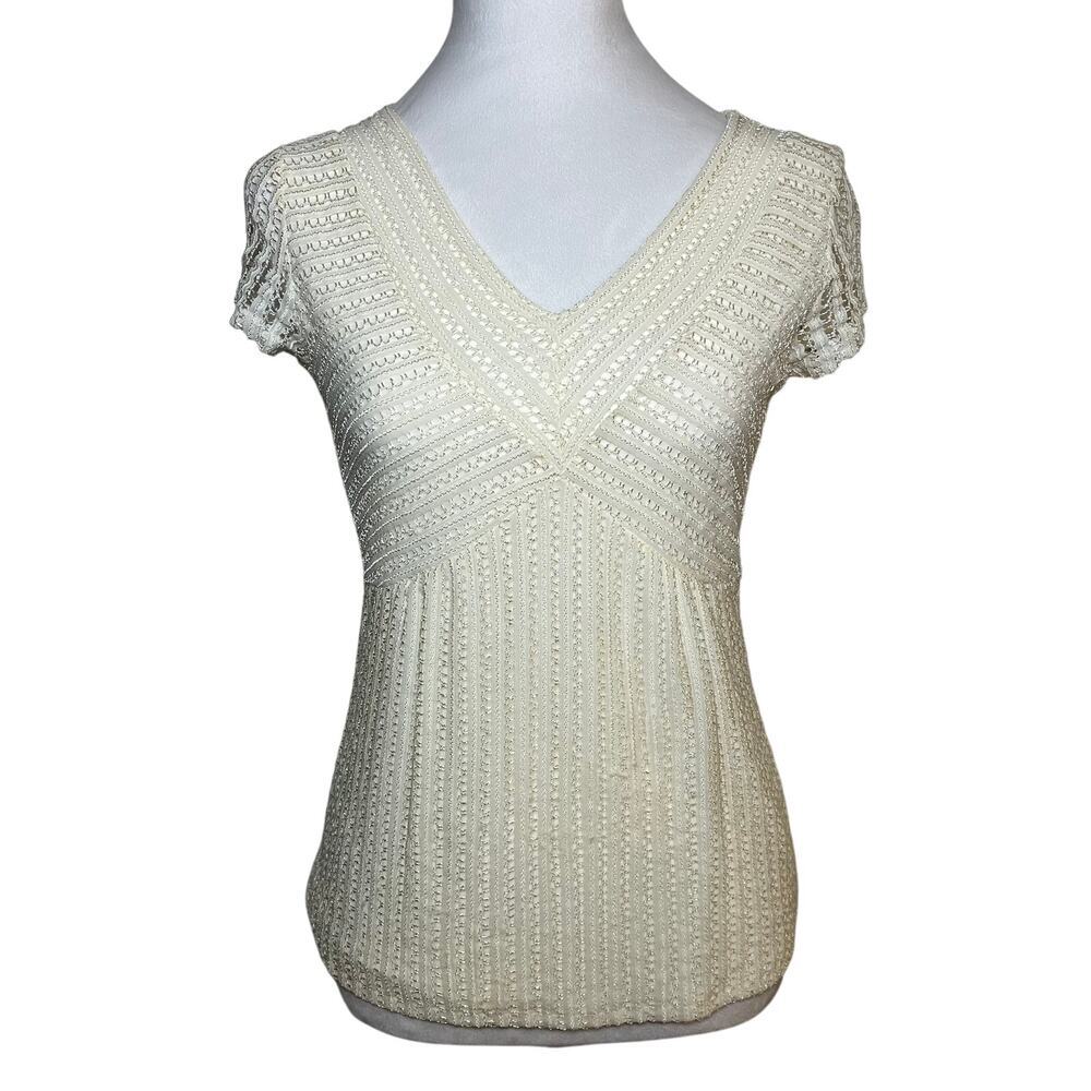 Petite Babydoll Top Lace Blouse White Cream Small‎ Y2K Cottagecore Fairy Boho